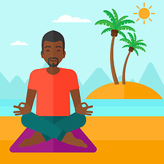 Image showing Man meditating in lotus pose.