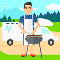 Image showing Man preparing barbecue.