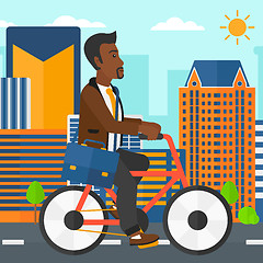 Image showing Man cycling to work.