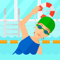 Image showing Swimmer training in pool.