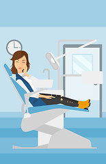 Image showing Woman suffering in dental chair.