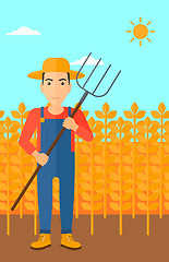 Image showing Farmer with pitchfork.