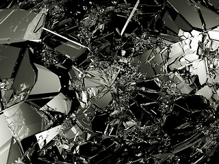 Image showing Pieces of Shattered glass on black background