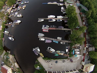 Image showing yacht harbor aerial view