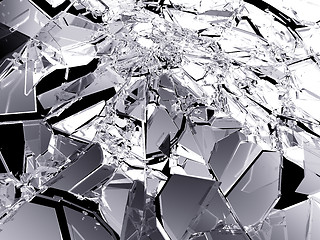 Image showing Broken glass pieces isolated on black