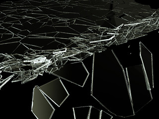 Image showing Splitted or cracked glass on black