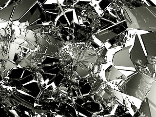 Image showing Many pieces of shattered glass isolated