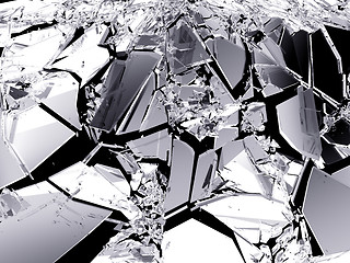 Image showing Broken glass pieces isolated on black