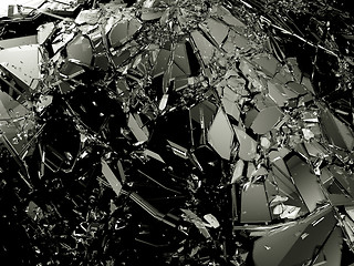 Image showing Pieces of Broken Shattered black glass