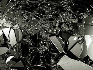 Image showing Pieces of Broken or Shattered glass isolated