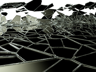 Image showing Pieces of broken glass on white