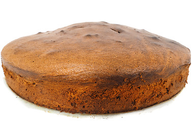 Image showing Closeup of freshly made round shaped chocolate cake base