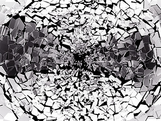 Image showing Pieces of splitted or broken glass on black