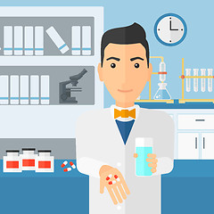 Image showing Pharmacist giving pills.