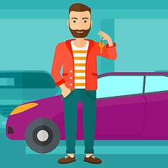 Image showing Man holding keys from new car.