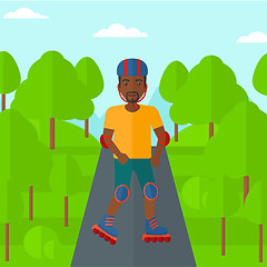 Image showing Sporty man on roller-skates.