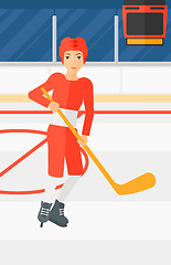 Image showing Ice-hockey player with stick.