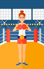 Image showing Confident boxer in gloves.