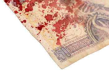 Image showing 50 Gambian dalasi bank note, bloody