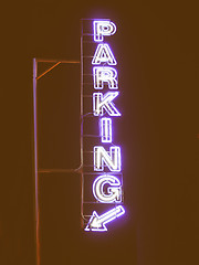 Image showing  Parking sign neon light vintage