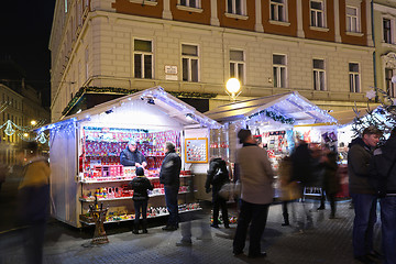 Image showing Christmas souvenir stands in Zagreb