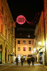 Image showing Red advent decoration in the street