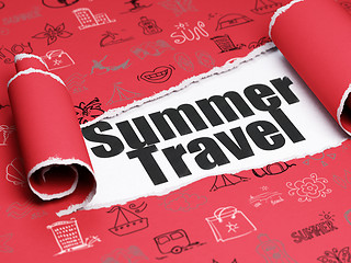 Image showing Travel concept: black text Summer Travel under the piece of  torn paper