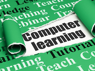 Image showing Learning concept: black text Computer Learning under the piece of  torn paper