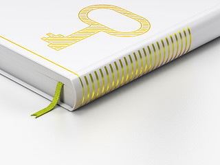 Image showing Safety concept: closed book, Key on white background