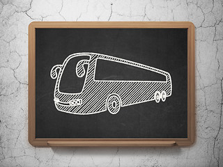Image showing Tourism concept: Bus on chalkboard background