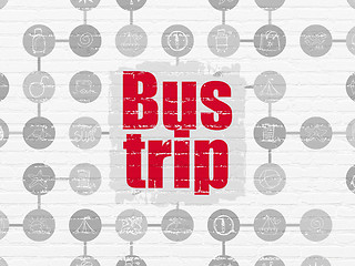 Image showing Vacation concept: Bus Trip on wall background