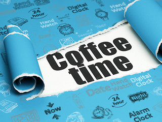 Image showing Timeline concept: black text Coffee Time under the piece of  torn paper