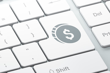 Image showing Money concept: Dollar Coin on computer keyboard background