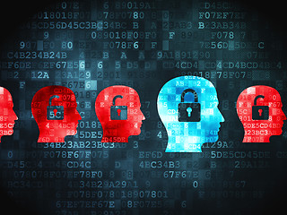 Image showing Safety concept: Head With Padlock on digital background