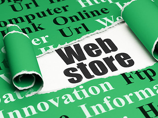 Image showing Web development concept: black text Web Store under the piece of  torn paper