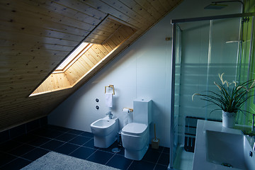 Image showing Modern Bathroom Interior with Ceramic Fixtures