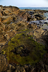 Image showing spain musk  rock stone   water    summer in lanzarote 