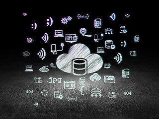 Image showing Programming concept: Database With Cloud in grunge dark room