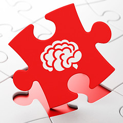 Image showing Health concept: Brain on puzzle background