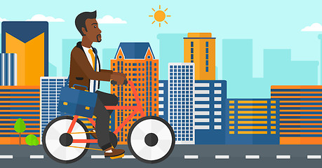 Image showing Man cycling to work.