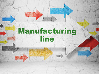 Image showing Industry concept: arrow with Manufacturing Line on grunge wall background