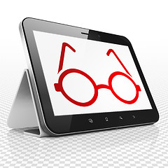 Image showing Science concept: Tablet Computer with Glasses on display
