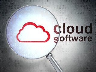 Image showing Cloud technology concept: Cloud and Cloud Software with optical glass