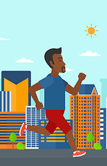 Image showing Sportive man jogging.