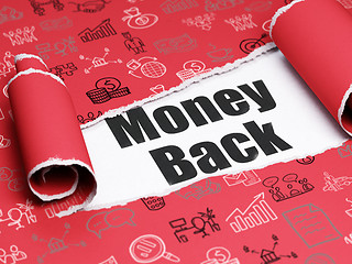 Image showing Business concept: black text Money Back under the piece of  torn paper