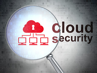 Image showing Protection concept: Cloud Network and Cloud Security with optical glass