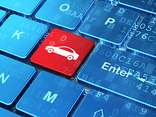 Image showing Vacation concept: Car on computer keyboard background