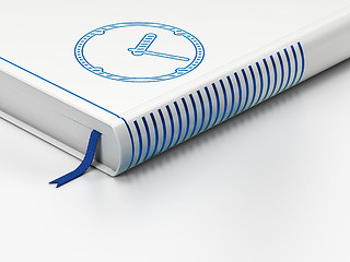 Image showing Time concept: closed book, Clock on white background