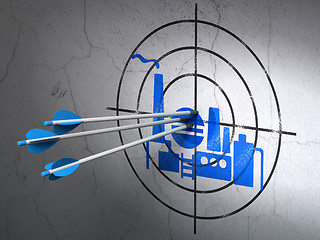 Image showing Manufacuring concept: arrows in Oil And Gas Indusry target on wall background