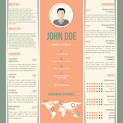 Image showing Green orange white striped resume design